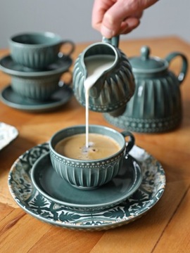 Filiżanka ze spodkiem CERAMIKA zestaw 2 szt OLIVE