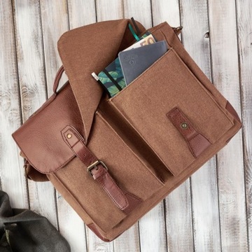 КОРИЧНЕВАЯ МУЖСКАЯ СУМКА ИЗ ВЕГАНСКОЙ КОЖИ