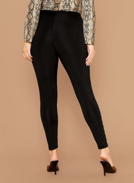 SHEIN PLUS SIZE LEGGINSY CZARNE Z DŻETAMI 50 VBC