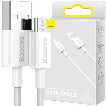 BASEUS SZYBKI KABEL USB - MICRO USB MOCNY PRZEWÓD DO TELEFONU ŁADOWARKI 1M