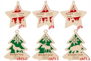 Елочные игрушки с логотипом компании, деревянная подвеска, 100 шт.