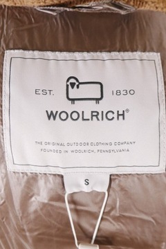 WOOLRICH Women Brown Logo Patch Parka Jacket Italian Wool Blend Size S RRP