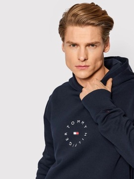 bluza meska tommy hilfiger granatowa z kapturem roundall bawełniana