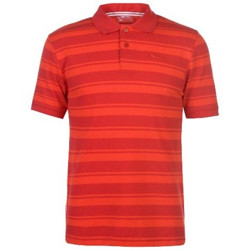 SLAZENGER Męska Koszulka Polo PASY Red Orange 2XL