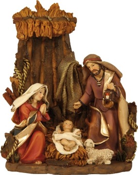 ŚLICZNA Figurka Św. Rodzina Bożonarodzeniowa w szopce *SZOPKA*- 15cm wysoka