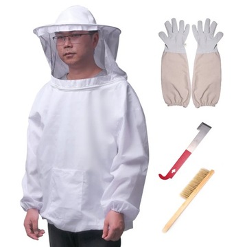 BLUZA PSZCZELARSKA Z KAPELUSZ + RĘKAWICE + SZCZOTKA DO ULI + SKROBAK