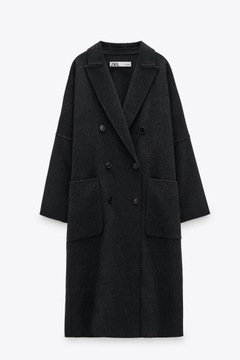 wełniany płaszcz oversize z kieszeniami Zara S