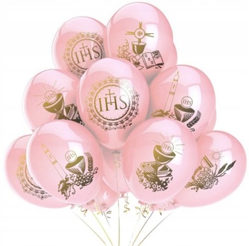 Balony komunijne zestaw Złoty Kielich Ornament IHS