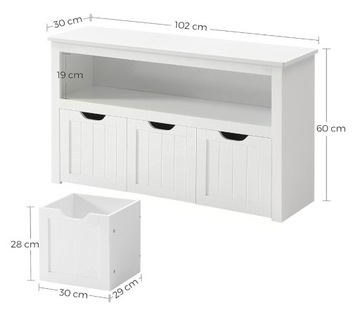 Стеллаж с ящиками на колесиках, МДФ белый