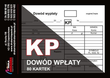 Dowód wpłaty KP 80 kartek 50 bloczków