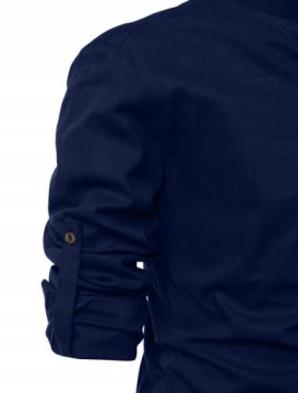 Мужская повседневная льняная рубашка с воротником-стойкой