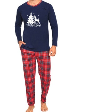 МУЖСКАЯ РОЖДЕСТВЕНСКАЯ ХЛОПКОВАЯ ПИЖАМА С ПОЛЬСКИМ ПРИНТОМ Merry CHRISTMAS