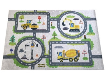 Ковер DIGITAL BUDOWA NEW 80x150 на улицах экскаваторы экскаватор кран бетономешалка