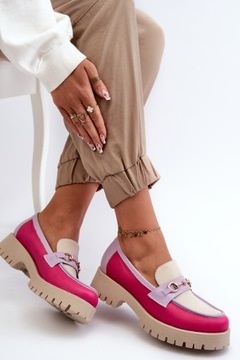 MOKASYNY DAMSKIE SKÓRZANE ZE ZŁOTĄ OZDOBĄ ZAZOO 3475 BEŻOWE 36