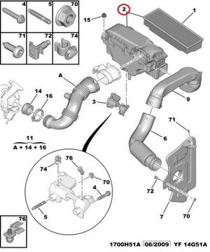 POUZDRO FILTRU VZDUCHU 307 C4 1.6 HDI 16V ORIG.