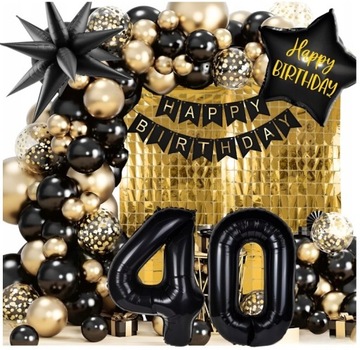 Zestaw Balonów Balony Dekoracja Na 40 Urodziny Girlanda Ścianka Kurtyna XXL