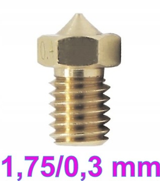 dysza drukarki 3D - 0,3mm/6mm, filament 1,75mm