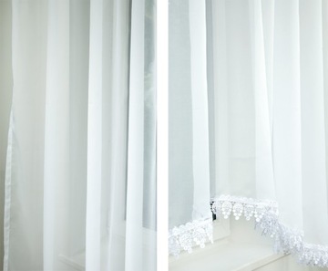 Готовая штора-вуаль гладкая гипюровая, высота 150 см, белая.