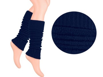 GETRY DAMSKIE ciepłe wełniane OCIEPLACZE Jodełka granatowe Steven *One size