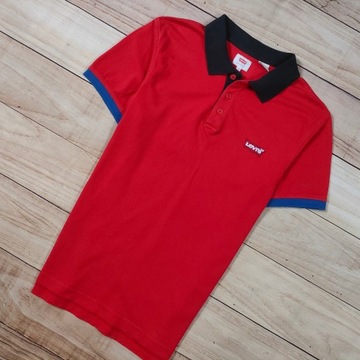LEVI'S Koszulka Polo Męska Czerwona Logowana r. S
