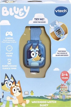 Zegarek elektroniczny VTech Wackadoo Watch Bluey niebieski wersja FRANCUSKA