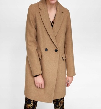 płaszcz o męskim kroju tomboy camel Zara XS