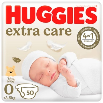 Pieluchy HUGGIES Extra Care 0 (<3,5kg) 50 szt