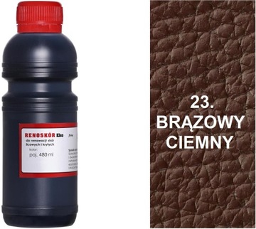 BRĄZOWY CIEMNY RENOSKÓR numer 23 LAKIER 480ml FARBA DO SKÓRY LICOWEJ G12-85