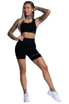GYM GLAMOUR SZORTY SPODENKI BIKERY DEEP BLACK CZARNE XS