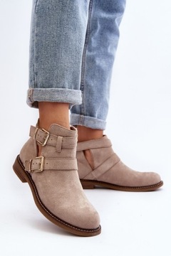 ЖЕНСКИЕ БОТИНКИ НА ПЛОСКОЙ ПЛОСКОЙ ПЛОСКОЙ СИСТЕМЕ С ПОЛОСКАМИ И ВЫРЕЗАМИ, СВЕТЛО-БЕЖЕВЫЙ 41