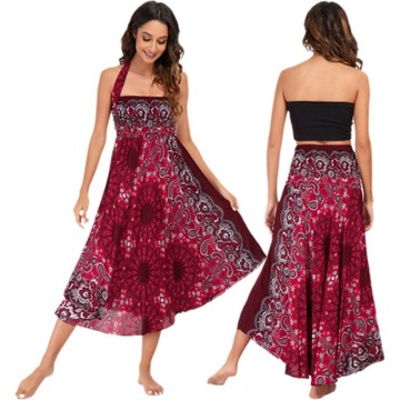 STYLOWA ZWIEWNA DŁUGA SPÓDNICA MAXI DO KOSTEK BOHO DAMSKA