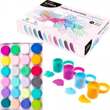 ZESTAW PASTELOWY KIDEA 4 el. KREDKI + PISAKI + FARBY PLAKATOWE + PLASTELINA