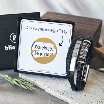 BLINGART PREZENT DLA TATY Bransoletka męska skórzana GRAWER gratis ZDRAPKA