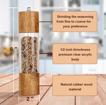 Набор акриловых мельниц для соли и перца.
