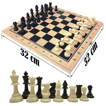 ФОН ДЛЯ ШАХМАТНОЙ ИГРЫ ЧЕКИ БОЛЬШОЙ XXL ДЕРЕВЯННЫЙ ПОДАРОК ​​3в1 32 x 32 см