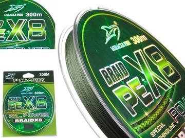 Plecionka Wędkarska BRAID PE x8 splotów MOCNA 300m 0,06 12kg