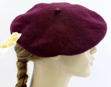 $24 C&C California Beret damski 56-59cm BURGUNDOWY