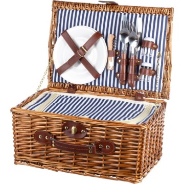 KOSZ PIKNIKOWY WIKLINOWY SZTUĆCE TALERZE TERMOTORBA 2 OSOBY PREZENT