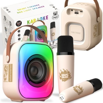 Bluetooth Přenosný Karaoke Set 2 Mikrofony Usb Sd Mini Jack