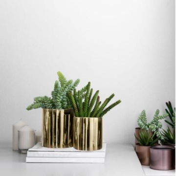 ЦИЛИНДР ПРЕМИУМ ЗОЛОТОЙ ЦВЕТОЧНЫЙ ГОРШОК ДИАМЕТР ЗОЛОТА 13 СМ