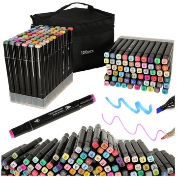 MARKERY DWUSTRONNE ALKOHOLOWE W ETUI 120 + PODSTAWKA
