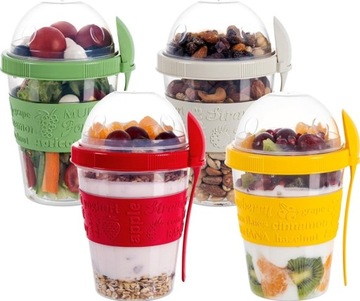 POJEMNIK KUBEK NA JOGURT MUSLI OWSIANKĘ JACK 600ML MIX