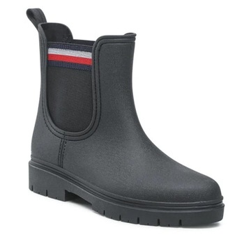 Tommy Hilfiger Czarne Buty Damskie Kalosze Botki Rain Boot r. 38