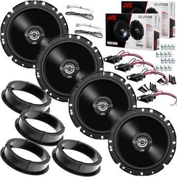4 GŁOŚNIKI JVC CSJ-1720X 165MM DO VW JETTA VAG PRZÓD + TYŁ / ADAPTERY