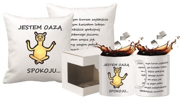 Zestaw Kubek Poduszka Jestem Oazą Spokoju lama zabawny prezent