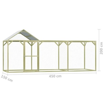 Клетка для птицы, 4,5х1,5х2 м, пропитанная древесина