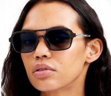 Kwadratowe okulary modne przeciwsłoneczne damskie lekkie geometryczne pilot