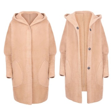 ПАЛЬТО АЛЬПАКА, КАПЮШОН, ШЕРСТЬ, ЦВЕТА OVERSIZE