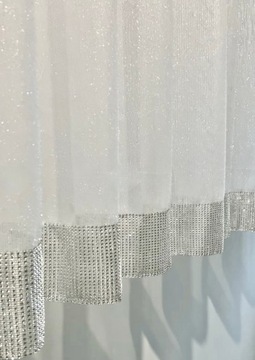 SZRON FIRANKA SZYTA NA METRY Z CYRKONIAMI WOAL MGIEŁKA GLAMOUR NOWOCZESNA