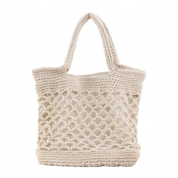 Torebka Chic Straw Woven Torebka Top Handle Beige